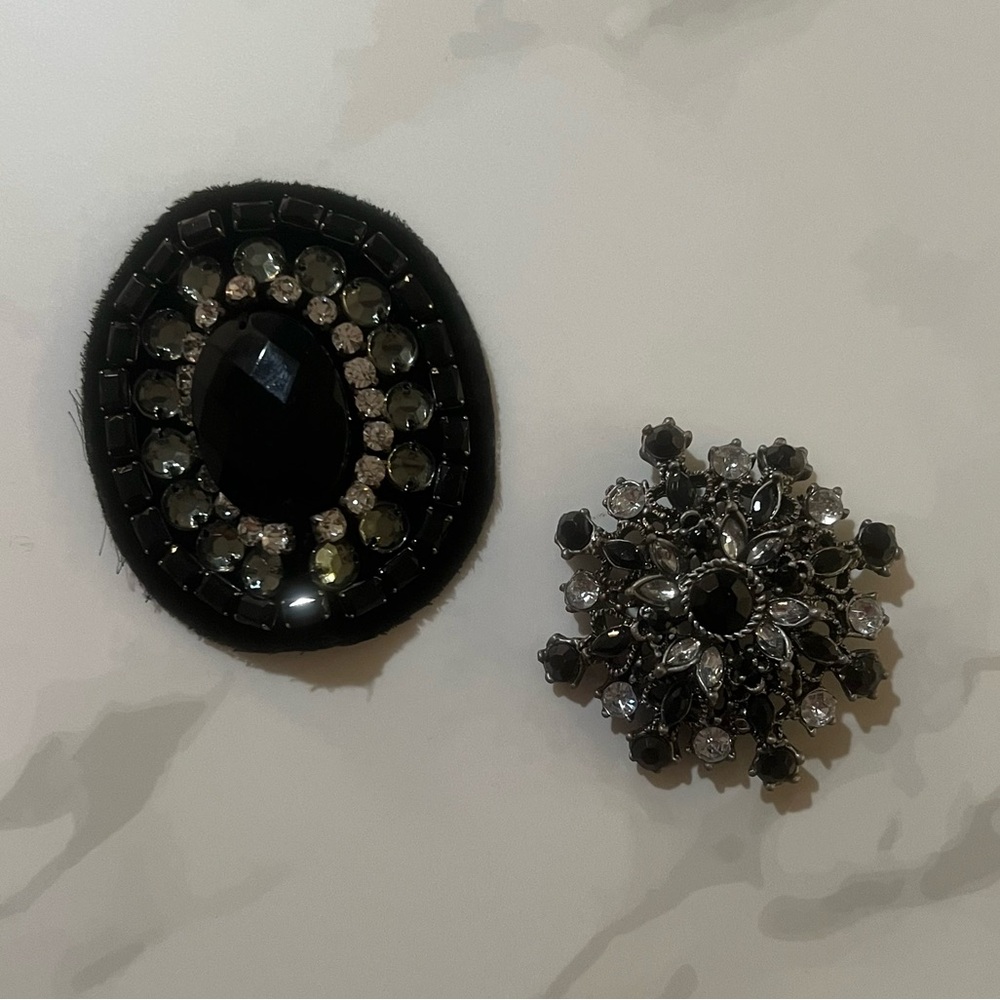 Vintage Black and Silver Brooch Bundle